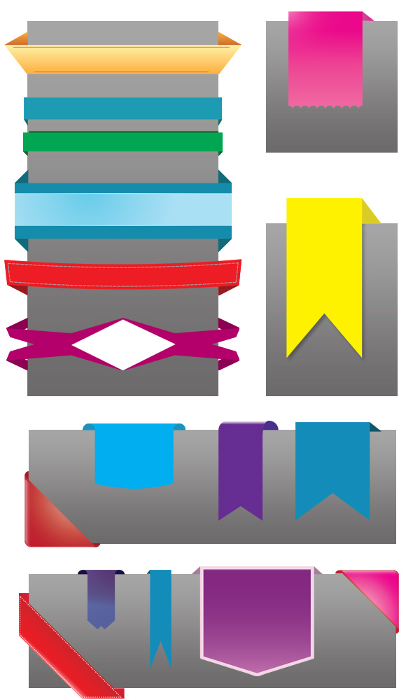 3D elements ribbons banners